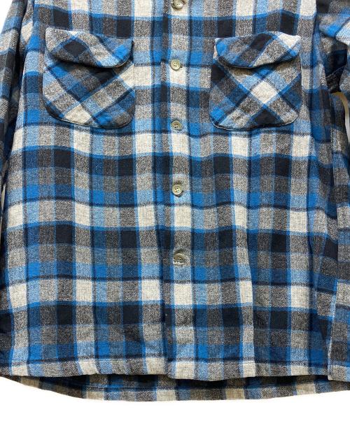 PENDLETON（ペンドルトン）PENDLETON (ペンドルトン) 50'S ウールオンブレチェックシャツ ブルー サイズ:Mの古着・服飾アイテム