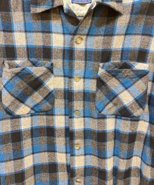 PENDLETON（ペンドルトン）PENDLETON (ペンドルトン) 50'S ウールオンブレチェックシャツ ブルー サイズ:Mの古着・服飾アイテム