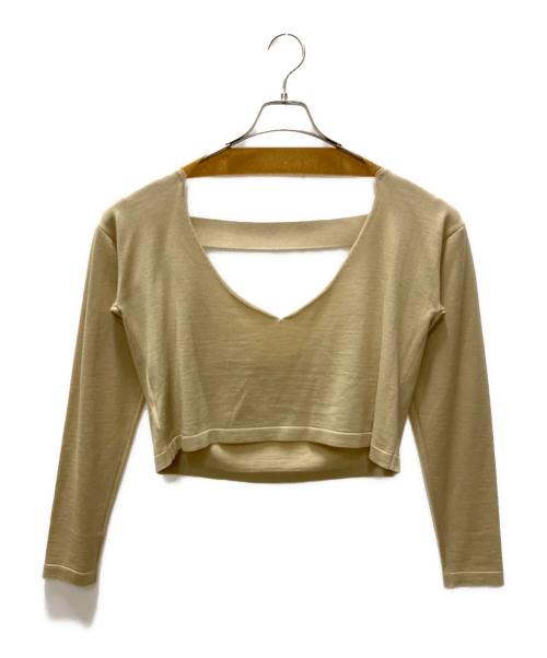 TAN（タン）TAN (タン) COMBINATION KNITTED TOPS ベージュ×グレー サイズ:SIZE Free	の古着・服飾アイテム