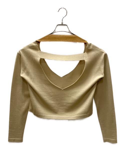 TAN（タン）TAN (タン) COMBINATION KNITTED TOPS ベージュ×グレー サイズ:SIZE Free	の古着・服飾アイテム