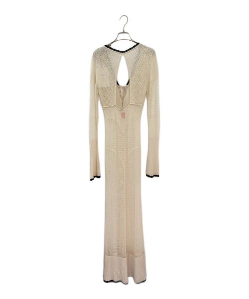 FETICO（フェティコ）FETICO (フェティコ) LACE KNIT MAXI CARDIGAN ベージュ サイズ:1の古着・服飾アイテム