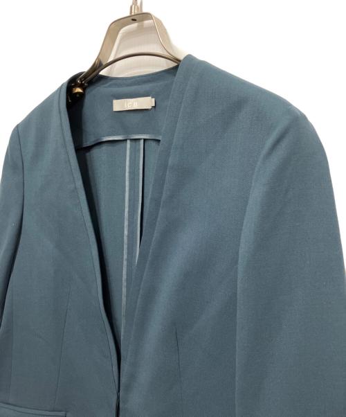 icB（アイシービー）icB (アイシービー) ウール2WAYストレッチ ノーカラージャケット ブルー サイズ:2の古着・服飾アイテム