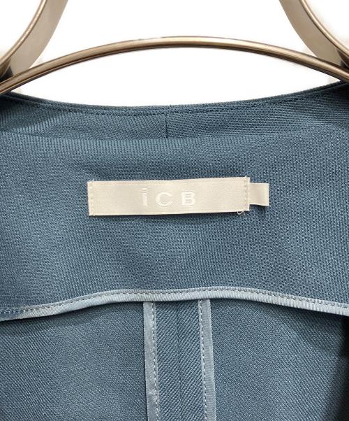 icB（アイシービー）icB (アイシービー) ウール2WAYストレッチ ノーカラージャケット ブルー サイズ:2の古着・服飾アイテム