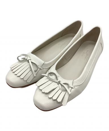 LE TALON ルタロン レザーキルトタッセルフラット ホワイト 25cm 中古・古着通販】Le Talon (ル タロン) レザーキルトタッセルフラット