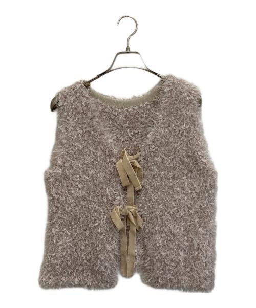 ARPEGE STORY（アルページュストーリー）ARPEGE STORY (アルページュストーリー) ベロアリボンニットベスト ベージュ サイズ:2の古着・服飾アイテム