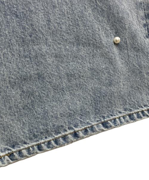 ARPEGE STORY（アルページュストーリー）ARPEGE STORY (アルページュストーリー) パール付きローウエストデニムパンツ ブルー サイズ:2の古着・服飾アイテム