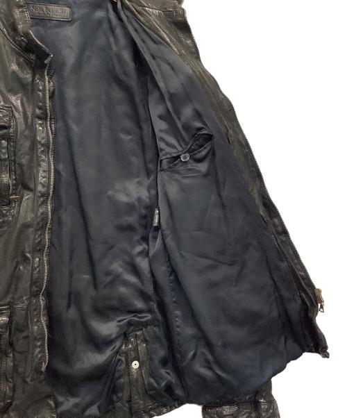 NEIL BARRETT（ニールバレット）NEIL BARRETT (ニールバレット) シワ加工 マルチポケットレザージャケット ブラック サイズ:Mの古着・服飾アイテム