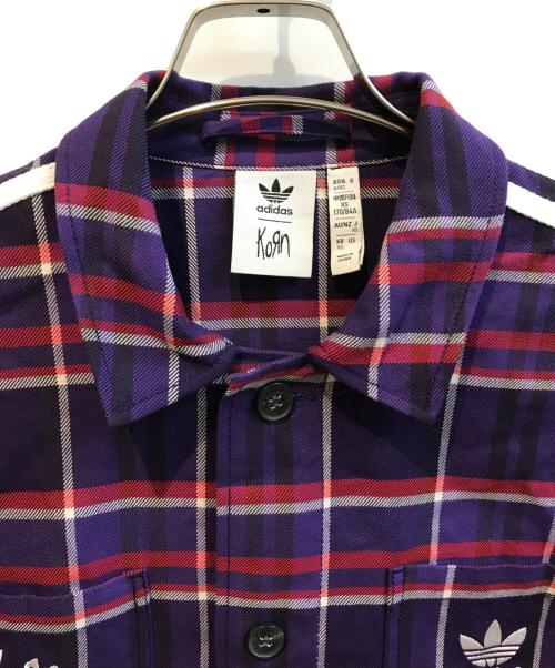 adidas（アディダス）adidas (アディダス) korn (コーン) FLANNEL LS MULTCO　JG1334 パープル サイズ:XSの古着・服飾アイテム