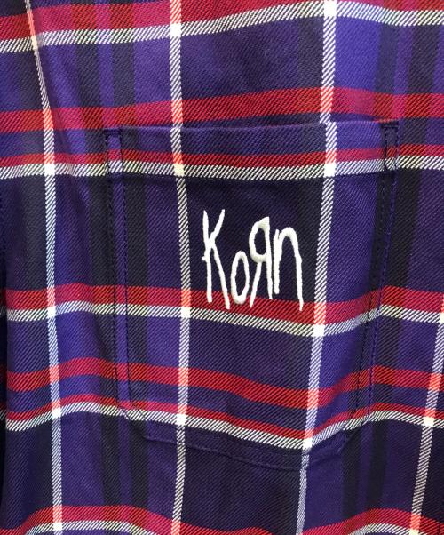 adidas（アディダス）adidas (アディダス) korn (コーン) FLANNEL LS MULTCO　JG1334 パープル サイズ:XSの古着・服飾アイテム