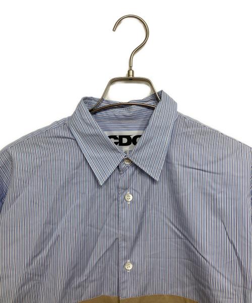 CDG（シーディージー）CDG (シーディージー) パネル切替ストライプシャツ ブルー サイズ:Sの古着・服飾アイテム