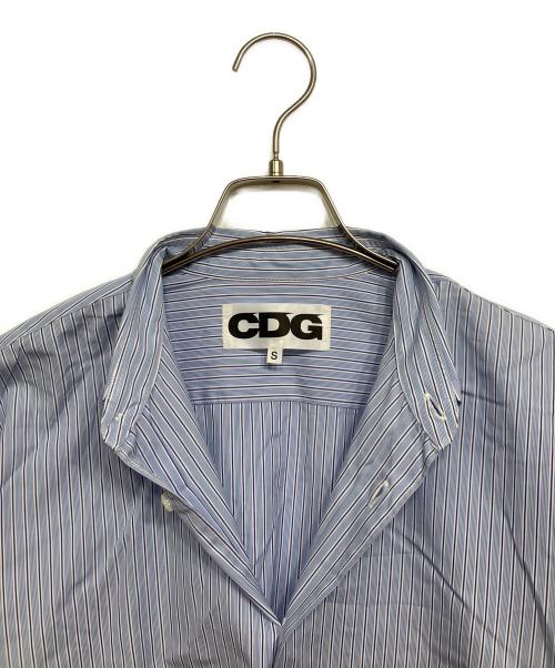 CDG（シーディージー）CDG (シーディージー) パネル切替ストライプシャツ ブルー サイズ:Sの古着・服飾アイテム