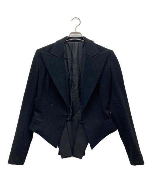 Yohji Yamamoto FEMME（ヨウジヤマモトファム）YOHJI YAMAMOTO Femme (ヨウジヤマモトファム) ウールフランネルアシンメトリーヘム ジャケット ブラック サイズ:1の古着・服飾アイテム
