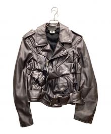 COMME des GARCONS HOMME PLUS（コムデギャルソンオムプリュス）の古着「フェイクレザー ライダースジャケット」｜チャコールグレー