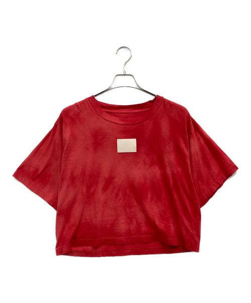 MM6 Maison Margiela（エムエムシックスメゾンマルジェラ）MM6 Maison Margiela (エムエムシックスメゾンマルジェラ) ロゴパッチタイダイ クロップドTシャツ レッド サイズ:SIZEMの古着・服飾アイテム