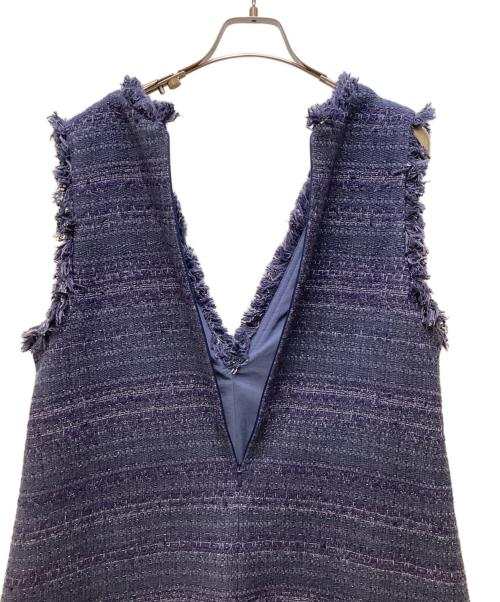 ROPE（ロペ）ROPE (ロペ) 別注TWEED V OP ブルー サイズ:38の古着・服飾アイテム