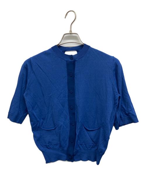 BEIGE（ベイジ）BEIGE (ベイジ) VALOIS ジョーゼットトリム半袖カーディガン ブルー サイズ:4の古着・服飾アイテム
