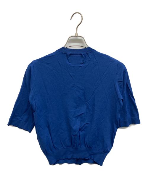 BEIGE（ベイジ）BEIGE (ベイジ) VALOIS ジョーゼットトリム半袖カーディガン ブルー サイズ:4の古着・服飾アイテム