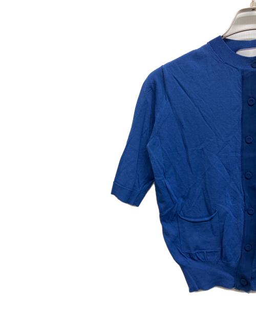 BEIGE（ベイジ）BEIGE (ベイジ) VALOIS ジョーゼットトリム半袖カーディガン ブルー サイズ:4の古着・服飾アイテム