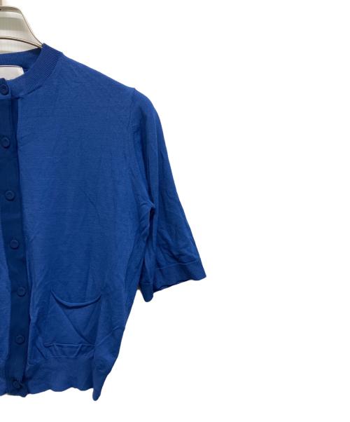 BEIGE（ベイジ）BEIGE (ベイジ) VALOIS ジョーゼットトリム半袖カーディガン ブルー サイズ:4の古着・服飾アイテム