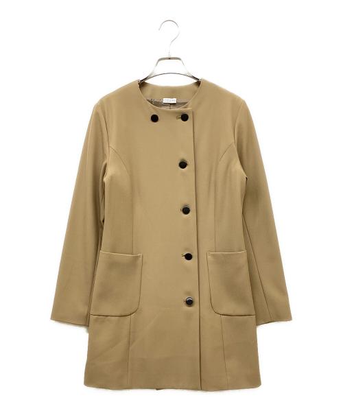 COLUMN（コラム）COLUMN (コラム) ノーカラーロングジャケット ベージュ サイズ:36の古着・服飾アイテム