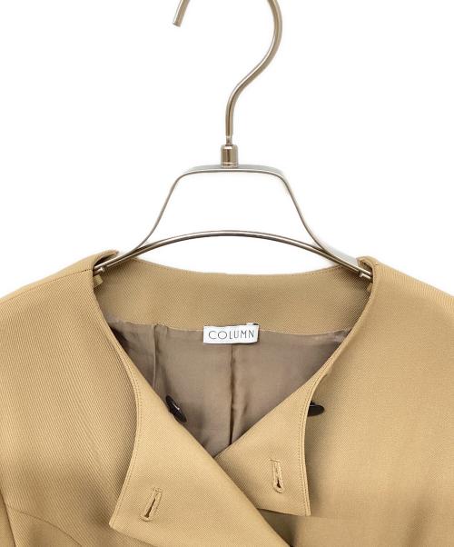 COLUMN（コラム）COLUMN (コラム) ノーカラーロングジャケット ベージュ サイズ:36の古着・服飾アイテム