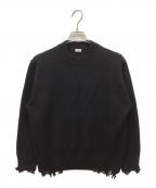 LOEFFロエフ）の古着「ダメージ ニット プルオーバー」｜ブラック