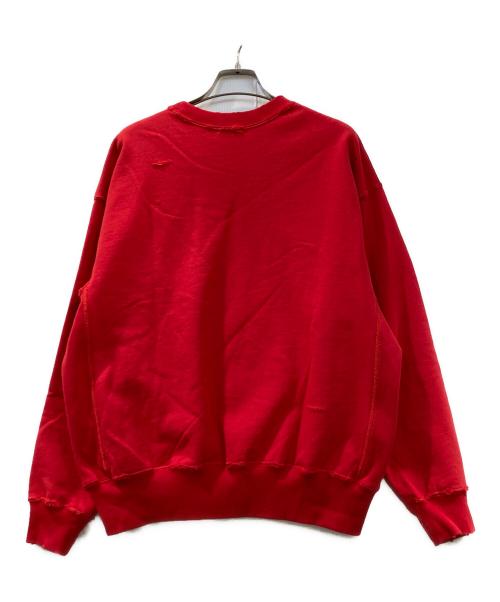 BEAUTY&YOUTH（ビューティーアンドユース）BEAUTY&YOUTH (ビューティーアンドユース) クラッシュ クルーネック スウェット レッド サイズ:Sの古着・服飾アイテム