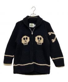 CANADIAN SWEATER（カナディアンセーター）の古着「スカル柄カウチンジャケット」｜ブラック
