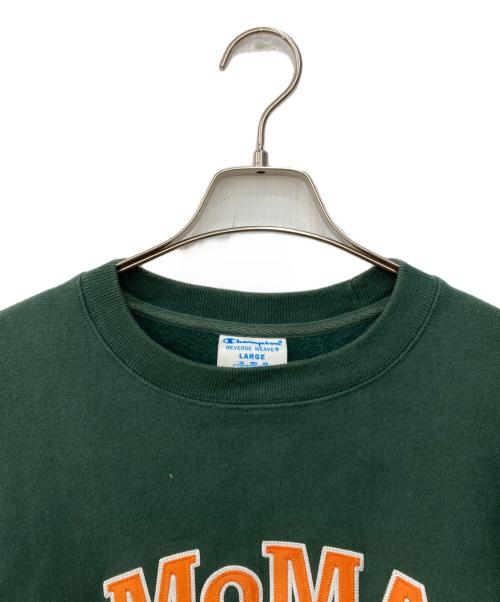 Champion REVERSE WEAVE（チャンピオン リバース ウィーブ）Champion REVERSE WEAVE (チャンピオン リバース ウィーブ) MoMA (モマ) クルーネックスウェット グリーン サイズ:Ｌの古着・服飾アイテム