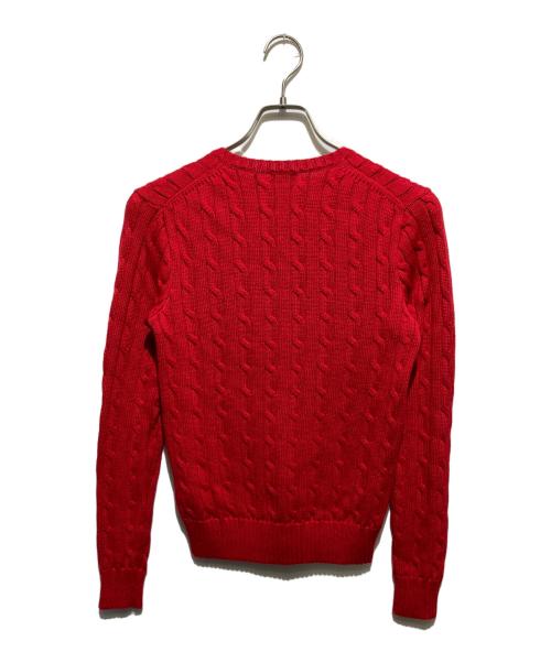 POLO RALPH LAUREN（ポロ・ラルフローレン）POLO RALPH LAUREN (ポロ・ラルフローレン) Vネックケーブルニット レッド サイズ:Mの古着・服飾アイテム