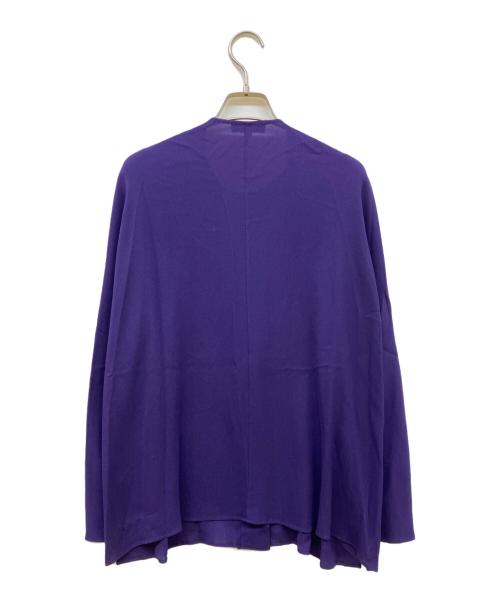 DRAWER（ドゥロワー）DRAWER (ドゥロワー) シルクジョーゼットノーカラーブラウス パープル サイズ:36の古着・服飾アイテム