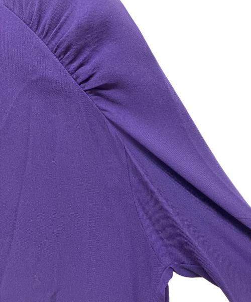 DRAWER（ドゥロワー）DRAWER (ドゥロワー) シルクジョーゼットノーカラーブラウス パープル サイズ:36の古着・服飾アイテム