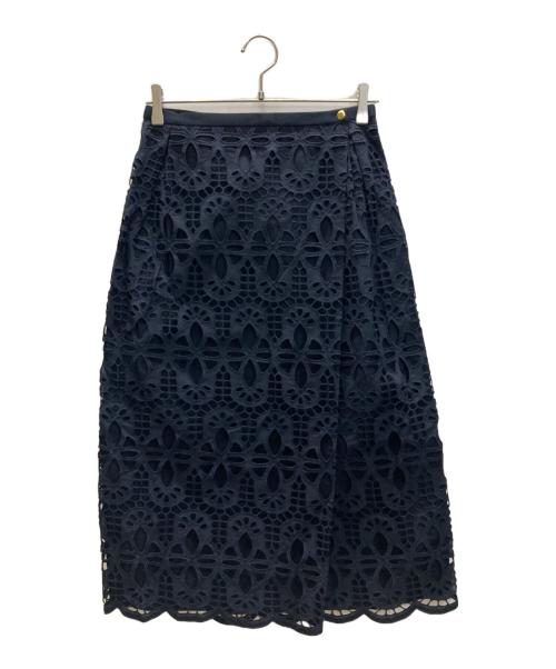 DRAWER（ドゥロワー）Drawer (ドゥロワー) コットンレースラップスカート ネイビー サイズ:36の古着・服飾アイテム