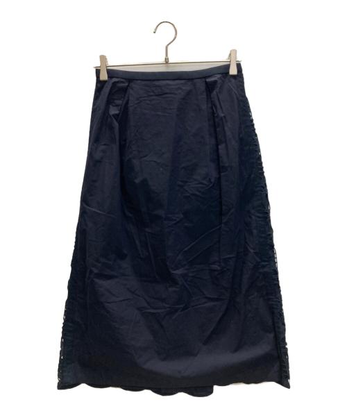 DRAWER（ドゥロワー）Drawer (ドゥロワー) コットンレースラップスカート ネイビー サイズ:36の古着・服飾アイテム