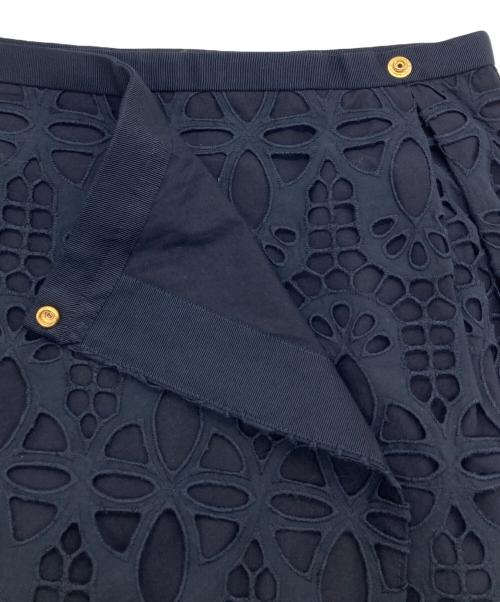 DRAWER（ドゥロワー）Drawer (ドゥロワー) コットンレースラップスカート ネイビー サイズ:36の古着・服飾アイテム