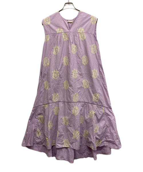 ne quittez pas（ヌキテパ）ne quittez pas (ヌキテパ) Poplin Paisley Embroidery Sleeveless Dress パープル サイズ:Sの古着・服飾アイテム