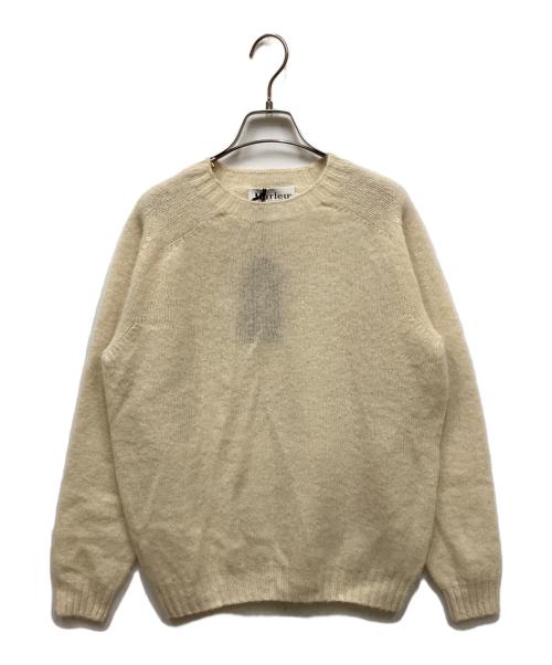 Harley of SCOTLAND（ハーレーオブスコットランド）HARLEY OF SCOTLAND (ハーレーオブスコットランド) シェットランドウール クルーネックニット クリーム サイズ:40の古着・服飾アイテム