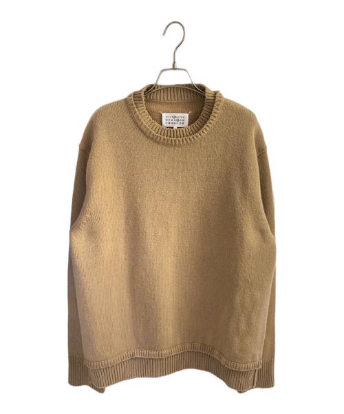 Maison Margiela（メゾンマルジェラ）Maison Margiela (メゾンマルジェラ) エルボーパッチクルーネックニット ベージュ サイズ:Lの古着・服飾アイテム