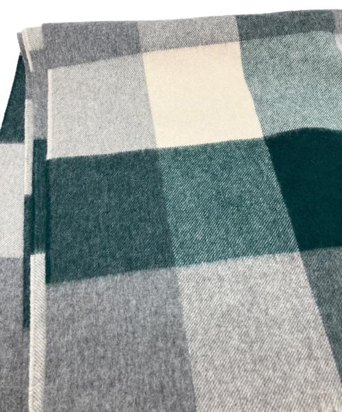 JOHNSTONS OF ELGIN（ジョンストンズオブエルガン）JOHNSTONS OF ELGIN (ジョンストンズオブエルガン) カシミヤ大判チェックストール グリーン/クリーム/グレーの古着・服飾アイテム