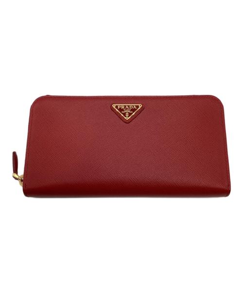 PRADA（プラダ）PRADA (プラダ) ラウンドファスナー長財布 レッドの古着・服飾アイテム