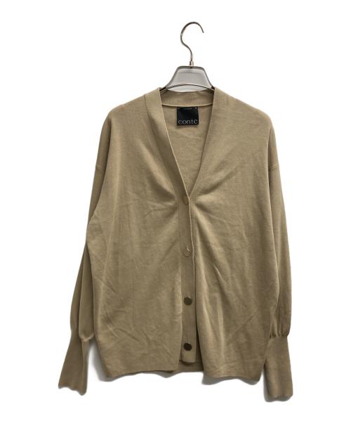 Conte（コンテ）conte (コンテ) コットン Vネックカーディガン ベージュ サイズ:表記無の古着・服飾アイテム