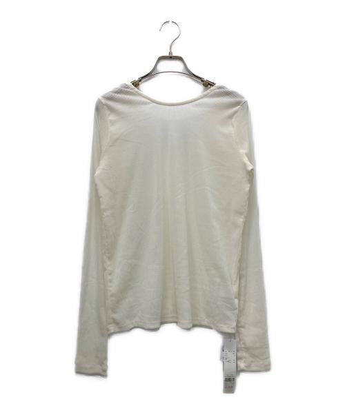 MANOF（マノフ）MANOF (マノフ) TULLE FLOCKED STRIPE TOPS アイボリー サイズ:Fの古着・服飾アイテム