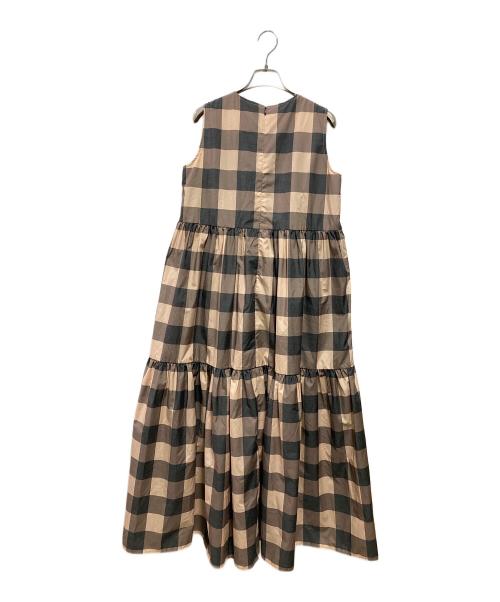 OBLI（オブリ）OBLI (オブリ) ブロックチェックティアードワンピース ベージュ×ブラック サイズ:1の古着・服飾アイテム