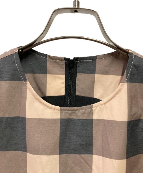 OBLI（オブリ）OBLI (オブリ) ブロックチェックティアードワンピース ベージュ×ブラック サイズ:1の古着・服飾アイテム
