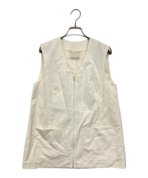 Conte（コンテ）Conte (コンテ) ジップ Vネックベスト ホワイト サイズ:記載なし（実寸サイズを参照ください）の古着・服飾アイテム