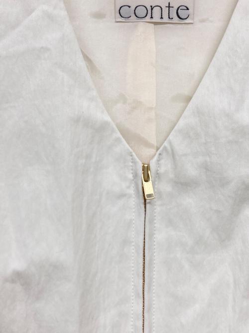 Conte（コンテ）Conte (コンテ) ジップ Vネックベスト ホワイト サイズ:記載なし（実寸サイズを参照ください）の古着・服飾アイテム