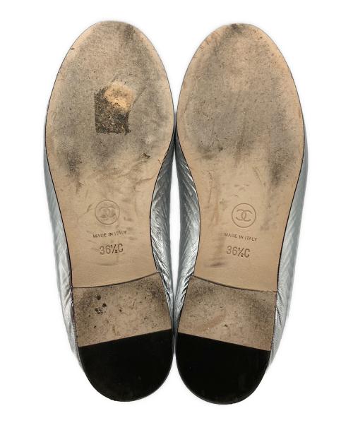 CHANEL（シャネル）CHANEL (シャネル) バレエパンプス シルバー×ブラック サイズ:36 1/2の古着・服飾アイテム