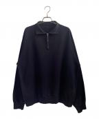 COMOLIコモリ）の古着「23SS コットンシルクジャージハーフジッププルオーバー」｜ネイビー
