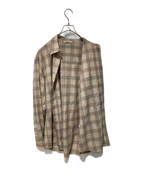 AURALEE（オーラリー）AURALEE (オーラリー) SUPER LIGHT WOOL CHECK SHIRTS ベージュ サイズ:４の古着・服飾アイテム