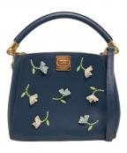 Kate Spadeケイトスペード）の古着「フローラル アップリケ スモール トップ ハンドル サッチェル」｜ネイビー